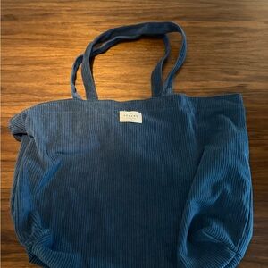 Sezane Deep Blue Tote Bag - corduroy